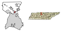 Location of Ridgetop in Robertson County, Tennessee.