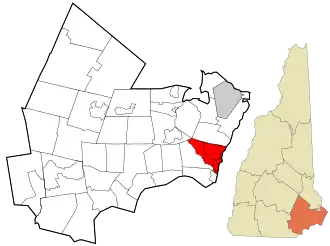 Location in Rockingham County and the state of New Hampshire.