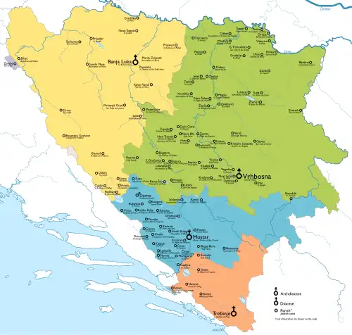 Color-coded diocesan map