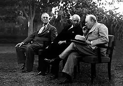 Image 3Roosevelt, İnönü and Churchill at the Second Cairo Conference which was held between 4–6 December 1943. (from History of Turkey)