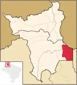 Location of Caroebe in the State of Roraima