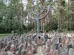 A monument in Rumbula forest to the memory of the Jews of the Riga ghetto who were murdered on the site