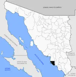 Location of the municipality in Sonora