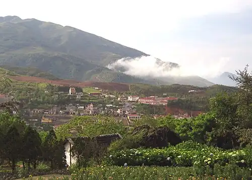 Sapa town viewed from Hàm Rồng mountain