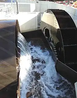 Noria in Steffisburg shown lifting ~150 L/s