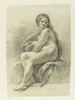 Seated female nude. Before 1769. Victoria and Albert Museum, London.[P]