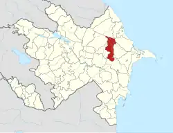 Map of Azerbaijan showing Shamakhi District
