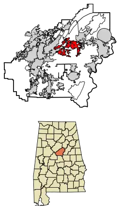 Location of Chelsea in Shelby County, Alabama.