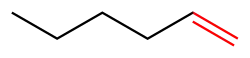 Hex-1-ene has a terminal double bond