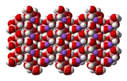 space-filling model of the crystal structure of sodium tetrahydroxyborate