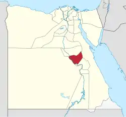 Sohag Governorate on the map of Egypt