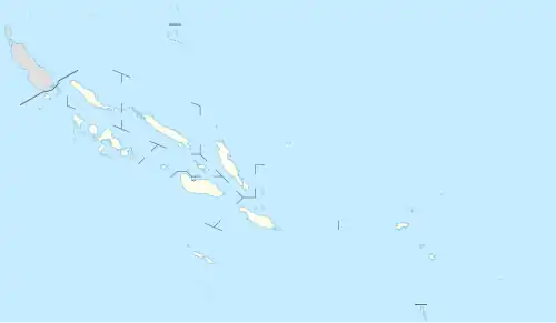 Map of Solomon Islands with mark showing location of Hele