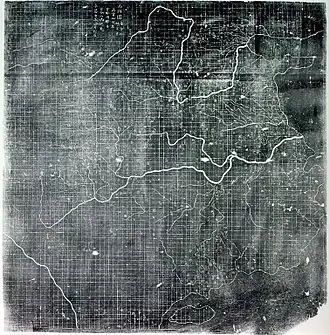 Image 12The Yu Ji Tu, or Map of the Tracks of Yu Gong, carved into stone in 1137, located in the Stele Forest of Xi'an. This 3&nbsp;ft (0.91&nbsp;m) squared map features a graduated scale of 100 li for each rectangular grid. China's coastline and river systems are clearly defined and precisely pinpointed on the map. Yu Gong is in reference to the Chinese deity described in the geographical chapter of the Classic of History, dated 5th century BC. (from History of cartography)