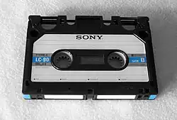 Size comparison of Elcaset (left) with standard Compact Cassette