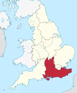South East region shown within England