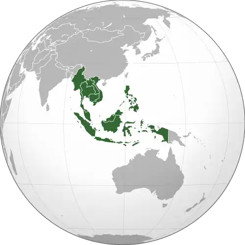 South-East Asia highlighted in green
