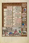 December Calendar Page; Slaughtering Pigs; Zodiacal Sign of Capricorn by Master of James IV