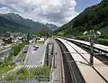 St. Anton railway station since 2001; view ist directed eastwards to the Stanzer Valley