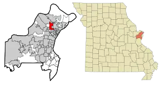 Location of Berkeley, Missouri