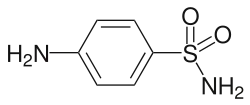 Sulfanilamide, a sulfonamide antibacterial, called a sulfa drug.
