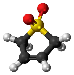 Ball-and-stick model of the sulfolene molecule
