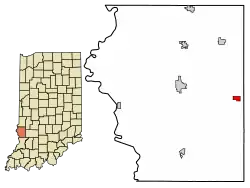 Location of Dugger in Sullivan County, Indiana.
