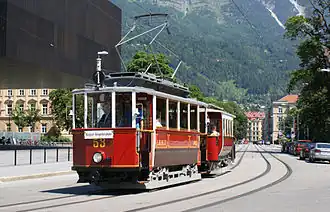 Tramcar 53 (1910) and trailer 111 (1900), from the Tiroler MuseumsBahnen