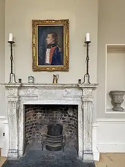 18th century marble fireplace in the great hall