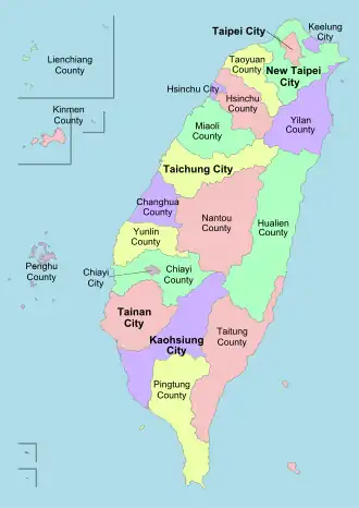 Location of Taiwan Area