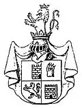 The in 1643 granted coat of arms of Martin Tanche. Drawing in H. Storck: Dansk Vaabenbog, Copenhagen 1910