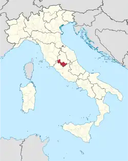 Location of the province of Terni in Italy