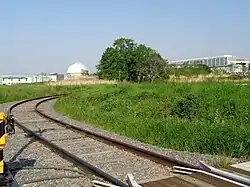 A test track for the new generation of railway technology runs across the campus.