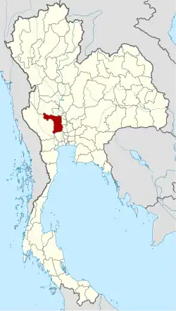 Map of Thailand highlighting Suphan Buri province