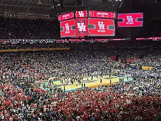 The Alamodome after Houston's win over Duke in the 2025 Final Four in San Antonio