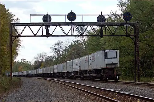 Trailers on flatcars in the United States