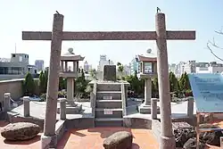 A torii in Hayashi Department Store, Tainan, Taiwan. The kasagi part was broken after World War II