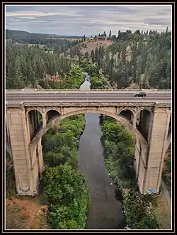 Sunset Boulevard Bridge from above on the rail bridge looking north.