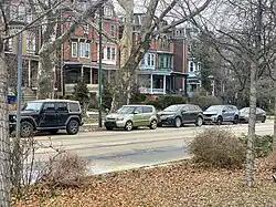 The 4400 block of Baltimore Ave showing duplexes typical of Squirrel Hill.