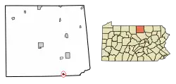 Location of Liberty in Tioga County, Pennsylvania.