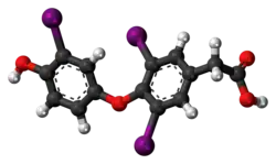 Ball-and-stick model of the tiratricol molecule