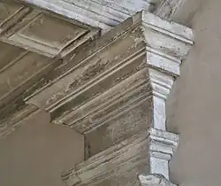 Detail of a Doric capital in the staircase of the Ulmo hotel.