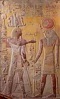 Merneptah greets the god Horus in tomb KV8