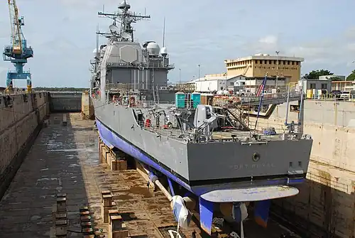 USS Port Royal (CG-73) in drydock