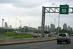 Downtown San Antonio from U.S. Route 281 southbound.