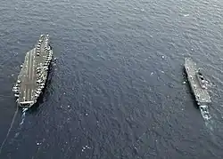 JS Hyūga and USS&nbsp;George Washington on 17 November 2009.