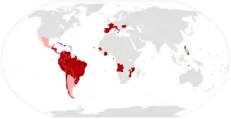 Location of Latin Union Unió Llatina&nbsp;(Catalan) Union Latine&nbsp;(French) Unione Latina&nbsp;(Italian) União Latina&nbsp;(Portuguese) Uniunea Latină&nbsp;(Romanian) Unión Latina&nbsp;(Spanish)