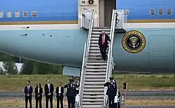 Trump disembarking Air Force One
