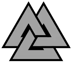 The valknut as trefoil knot or triquetra (unicursal) (Knot Atlas 3_1 Archived 30 August 2013 at the Wayback Machine)