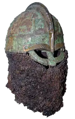 Valsgärde 8 helmet (580–630 AD)[4] with an enclosed aventail fixed to the visor