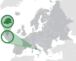 Location of the Vatican City in Italy